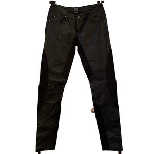 Tripp NYC Black Faux Leather Spandex Vintage Rave Pants skull detailing sz 3/26
